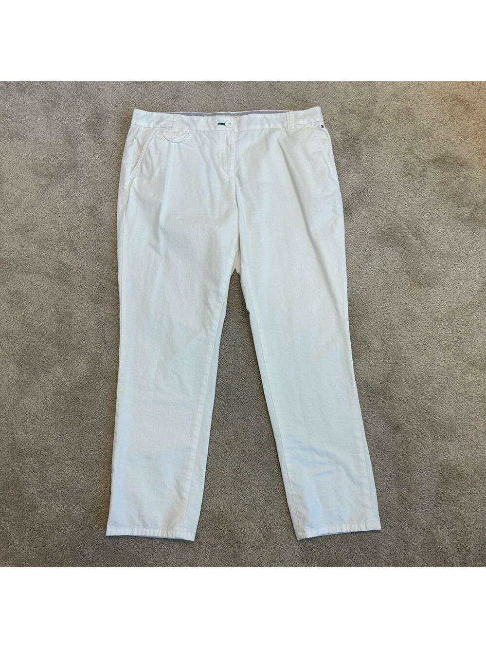 Tommy Hilfiger women's white cotton chino trouser pants Sz 16